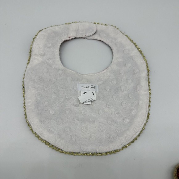 Mud Pie Christmas Bib & Reindeer Hat 0-6M Knit Beanie Red Tartan Plaid Baby - Picture 5 of 8